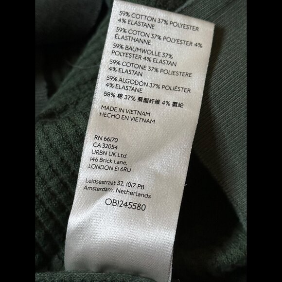 Free People Top Medium Womens Green Thermal Waffle Knit V Neck Pullover Sweater - Picture 8 of 8